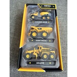 Caterpillar Cat 3 Pack Construction Vehicle Metal Diecast Grader Mixer Dumptruck